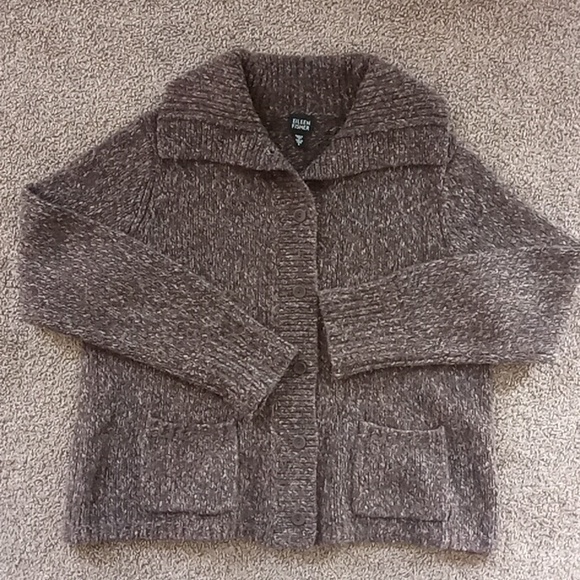Eileen Fisher Sweaters - Eileen Fisher Merino Wool Marled Brown Cardigan